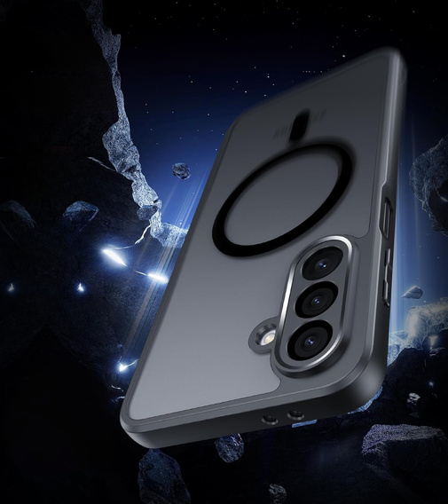 Husă pentru Samsung Galaxy A26, pentru MagSafe, ERBORD Matt Case, negru + sticlă pentru ecran