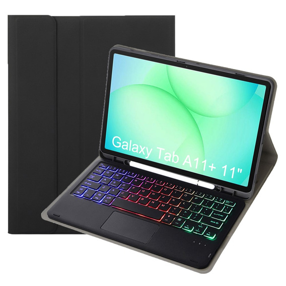 Husă cu tastatură Bluetooth iluminată și touchpad pentru Samsung Galaxy Tab A11+