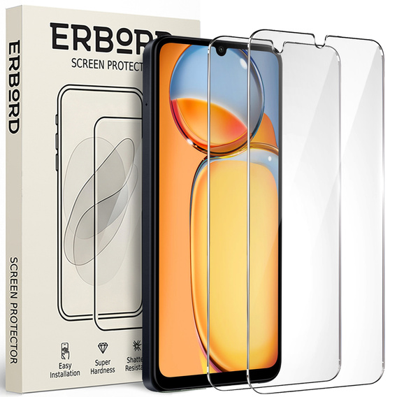 2x sticlă călită pentru Xiaomi Redmi 13C / Poco C65, ERBORD 9H Hard Glass pe ecran