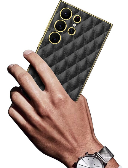 Husă pentru Samsung Galaxy S24 Ultra, Leather Rhombus, negru