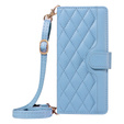 Husă cu clapetă pentru iPhone 16E, Rhombus Crossbody Leather, albastru