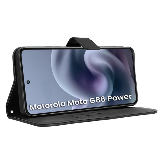 Cu clapetă pentru Motorola Moto G86 Power 5G, Crazy Horse Wallet, negru