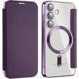 Cu clapetă pentru Samsung Galaxy S24+ Plus, RFID Wallet MagSafe CamShield, violet