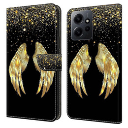 Cu clapetă pentru Xiaomi Redmi Note 12 4G, Wallet Wings, de aur