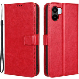 Cu clapetă pentru Xiaomi Redmi A1 4G / A2 4G, Crazy Horse Wallet, roșu