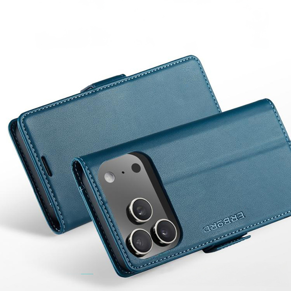 Carcasă de portofel Litchi lucioasă cu clapetă pentru iPhone 17 Pro Max