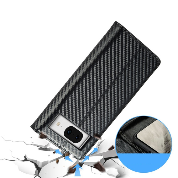 Carcasă cu clapetă pentru Google Pixel 8A, Carbon LC.IMEEKE, negru