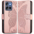 Cu clapetă pentru Motorola Edge 50 Neo / Motorola ThinkPhone 25, Butterfly, roz rose gold
