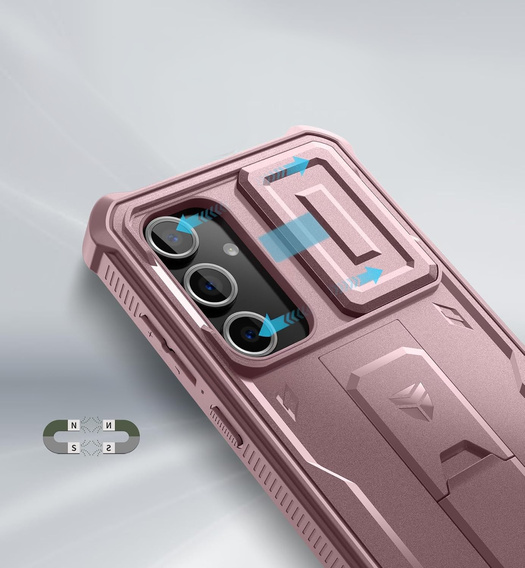 Husă blindată pentru Samsung Galaxy S24 FE, Dexnor Full Body (Two Frames), roz rose gold