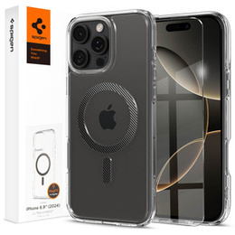 Carcasă MagSafe Spigen pentru iPhone 16 Pro Max, Ultra Hybrid, transparentă + 9H Tempered Glass