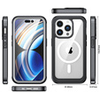 Carcasă pentru iPhone 15 Pro, blindată Full Protect 360° pentru MagSafe, sticlă pentru ecran, negru