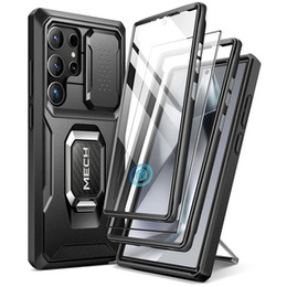 Carcasă pentru Samsung Galaxy S24 Ultra, seria Tongate MECH cu suport, negru