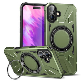 Carcasă pentru iPhone 16 Plus, blindată cu suport și placă pentru mâner, verde