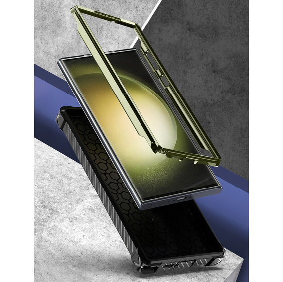 Huse pentru Samsung Galaxy S23 Ultra, Heavy Duty Ring Belt Clip, verde