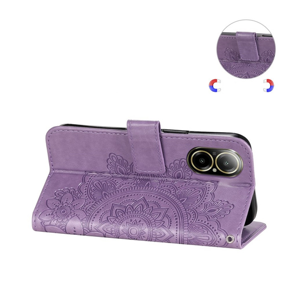 Cu clapetă pentru Realme C67, Mandala, violet