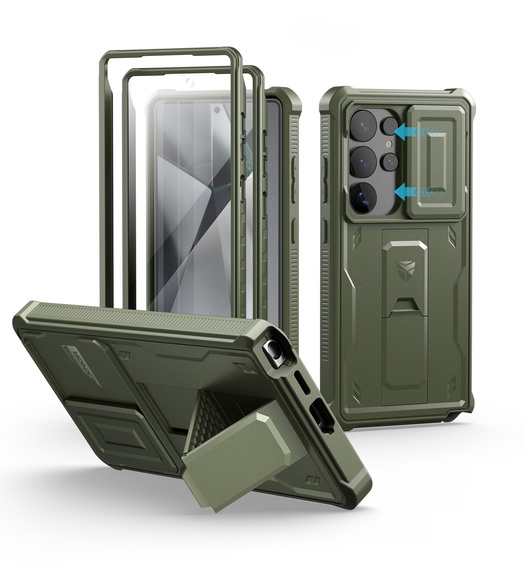 Husă blindată pentru Samsung Galaxy S25 Ultra, Dexnor Full Body (Two Frames), verde