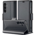 Husă pentru Samsung Galaxy A25 5G, ERBORD Glossy Litchi, portofel cu clapetă, negru