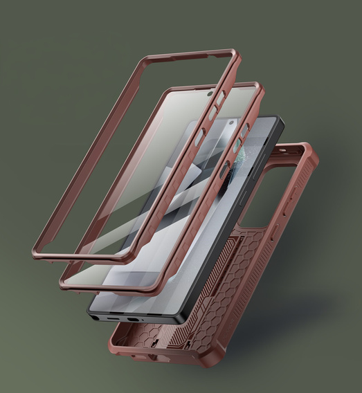 Husă blindată pentru Samsung Galaxy S25 Ultra, Dexnor Full Body (Two Frames), roșu