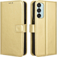 Cu clapetă pentru Samsung Galaxy M15 5G, Crazy Horse Wallet, de aur