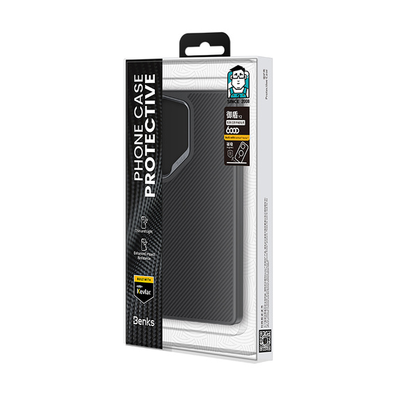 Carcasa BENKS Kevlar pentru Samsung Galaxy S25 Ultra, pentru MagSafe, Carbon Fiber, negru
