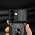 Husă blindată pentru Samsung Galaxy S24, Camera Slide Card Slot, negru