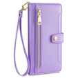 Cu clapetă pentru Samsung Galaxy A16, Wallet Zipper Pocket, violet