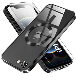 Husă pentru iPhone 16E, Electro MagSafe, negru + Sticlă pentru ecran