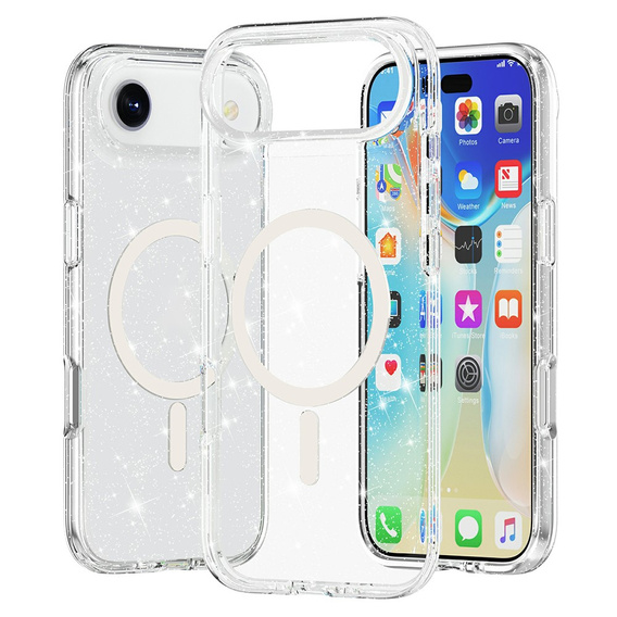 Husă pentru iPhone Air, pentru MagSafe, glitter, transparentă