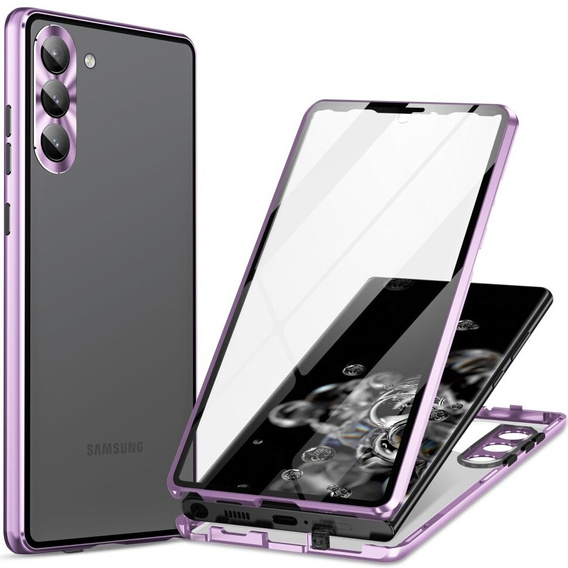 Husa pentru Samsung Galaxy S24, Magnetic Dual Glass, violet