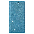 Carcasa flip pentru iPhone 16E, Card Slot Glittery, albastru