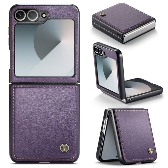 Husă pentru Samsung Galaxy Z Flip7 FE / Z Flip6, CASEME Litchi Leather, violet