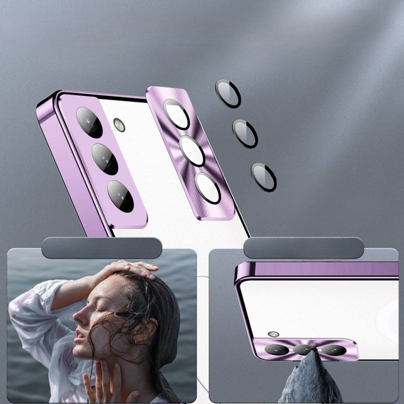 Carcasă de protecție pentru camera foto pentru Samsung Galaxy S21 FE 5G, CamShield MagSafe, transparent / violet