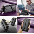 Husă CASEME pentru Samsung Galaxy A56 5G, RFID Leather Wallet, cu curea de umăr, negru