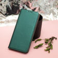 Cu clapetă pentru Samsung Galaxy A54 5G, Smart Magnetic, verde închis + sticlă 9H