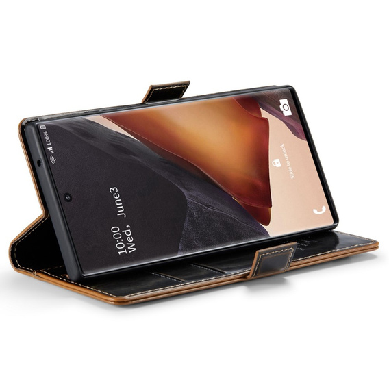Carcasă flip CASEME pentru Samsung Galaxy Note 20 Ultra, Waxy Textured, cafea