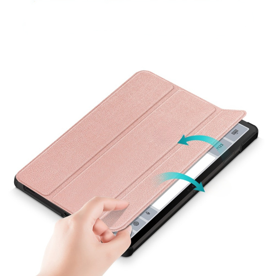 Husă pentru Samsung Galaxy Tab S9 FE+ Plus, Smartcase cu spațiu pentru stylus, roz rose gold