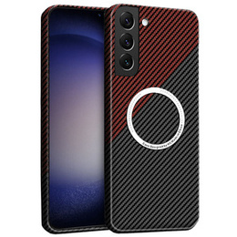 Huse pentru Samsung Galaxy S23, Magsafe Slim Carbon, negru / roșu