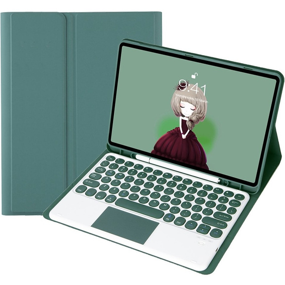 Carcasă + tastatură Samsung Galaxy Tab S6 Lite 2020 P610/P615 / S6 Lite 2022 10.4, Touchpad Pen Slot, verde închis