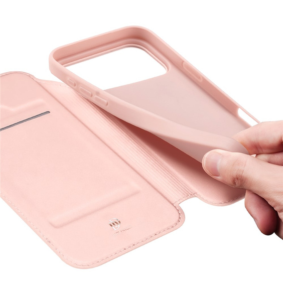 Husă Dux Ducis pentru iPhone 17 Pro Max, Skin Pro, cu clapetă, cu slot pentru carduri, roz
