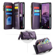 Husă CASEME pentru Samsung Galaxy A56 5G, RFID Leather Wallet, cu curea de umăr, violet