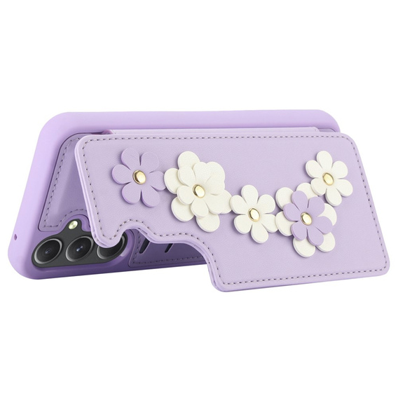 Husa pentru Samsung Galaxy A55 5G, Leather Flower Card Slot, violet