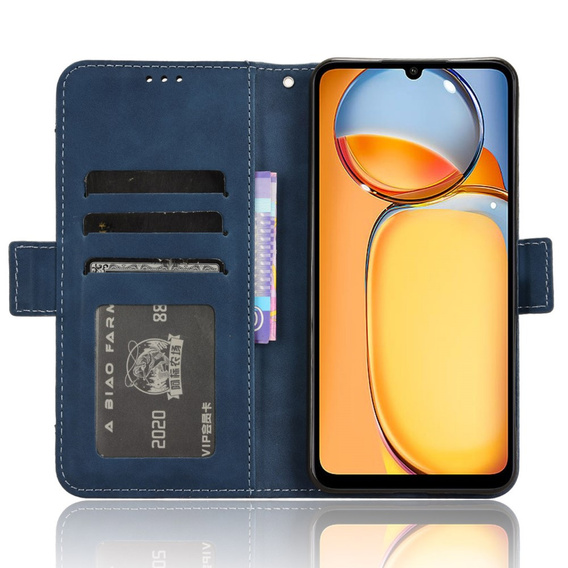 Cu clapetă pentru Xiaomi Redmi 13C / Poco C65, Card Slot, albastru