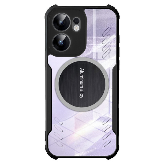 Carcasă pentru Oppo Reno 13F / Oppo Reno 13FS, cu placă magnetică, transparent / negru