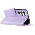 Husă cu clapetă pentru Samsung Galaxy S25 Ultra, Rhombus Crossbody Leather, violet