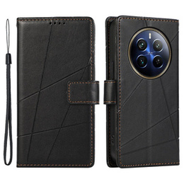 Husă cu clapetă pentru Realme 12 Pro 5G / 12 Pro+ 5G, Leather Line Wallet, negru