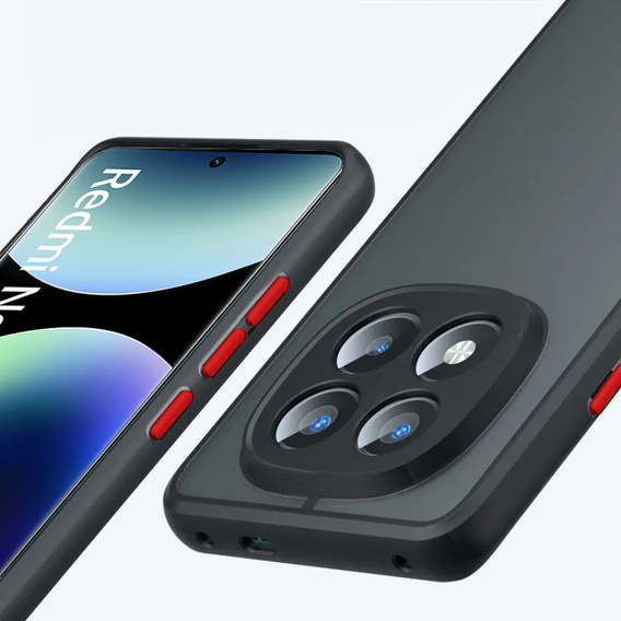 Husă din silicon pentru Xiaomi Redmi Note 14 Pro 5G /  Poco X7 5G, cu protecție pentru cameră, transparent / negru + sticlă călită 9H