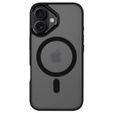 Husă pentru iPhone 16, pentru MagSafe, ERBORD Matt Case, transparent / negru + sticlă pentru ecran