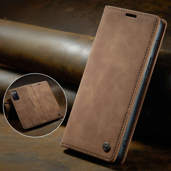 Husa CASEME pentru Samsung Galaxy S20 FE, Leather Wallet Case, maro