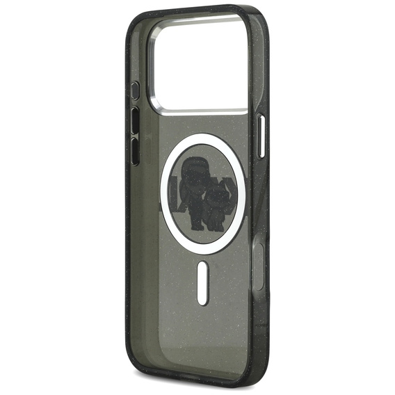 Husă MagSafe Karl Lagerfeld IML Glitter Karl & Choupette Sketch Logo pentru iPhone 17 Pro Max
