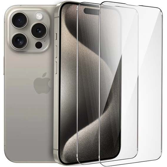 2x sticlă călită pentru iPhone 15 Pro Max, ERBORD 9H Hard Glass pe ecran
